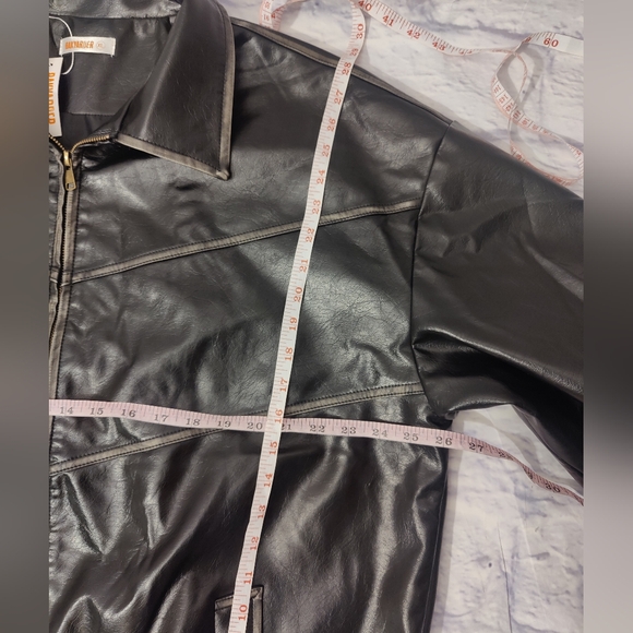 Womens Oversized Y2K Faux Leather Jackets Vintage Fashion Motorcycle Coat - Picture 12 of 13
